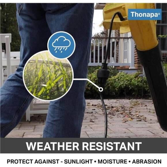 13 Amp Outdoor Extension Cord 6 ft,2 Pack, 16/3 SJTW 6 Foot Black Extension Cord - Picture 4 of 7